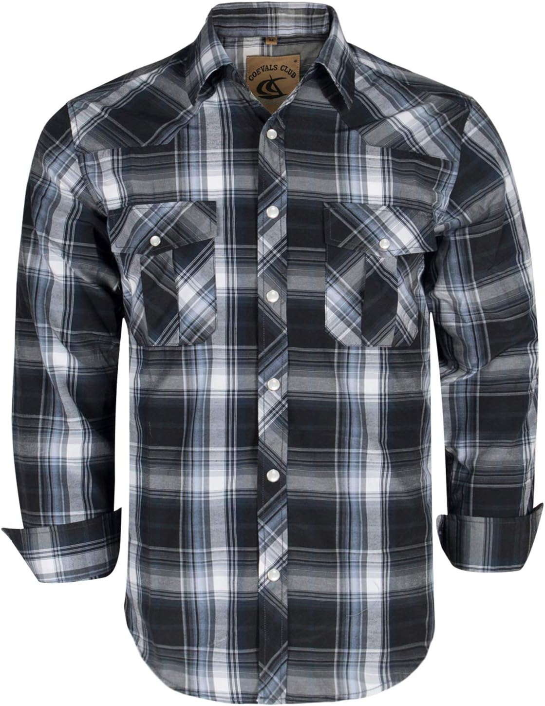 Men's Western Cowboy Long Sleeve Pearl Snap Casual Work Shirts