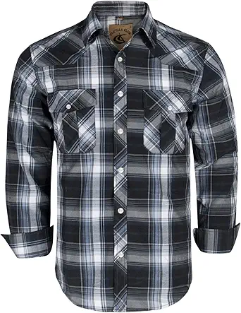 Coevals Club Men's Western Cowboy Long Sleeve Pearl Snap Casual Work Shirts