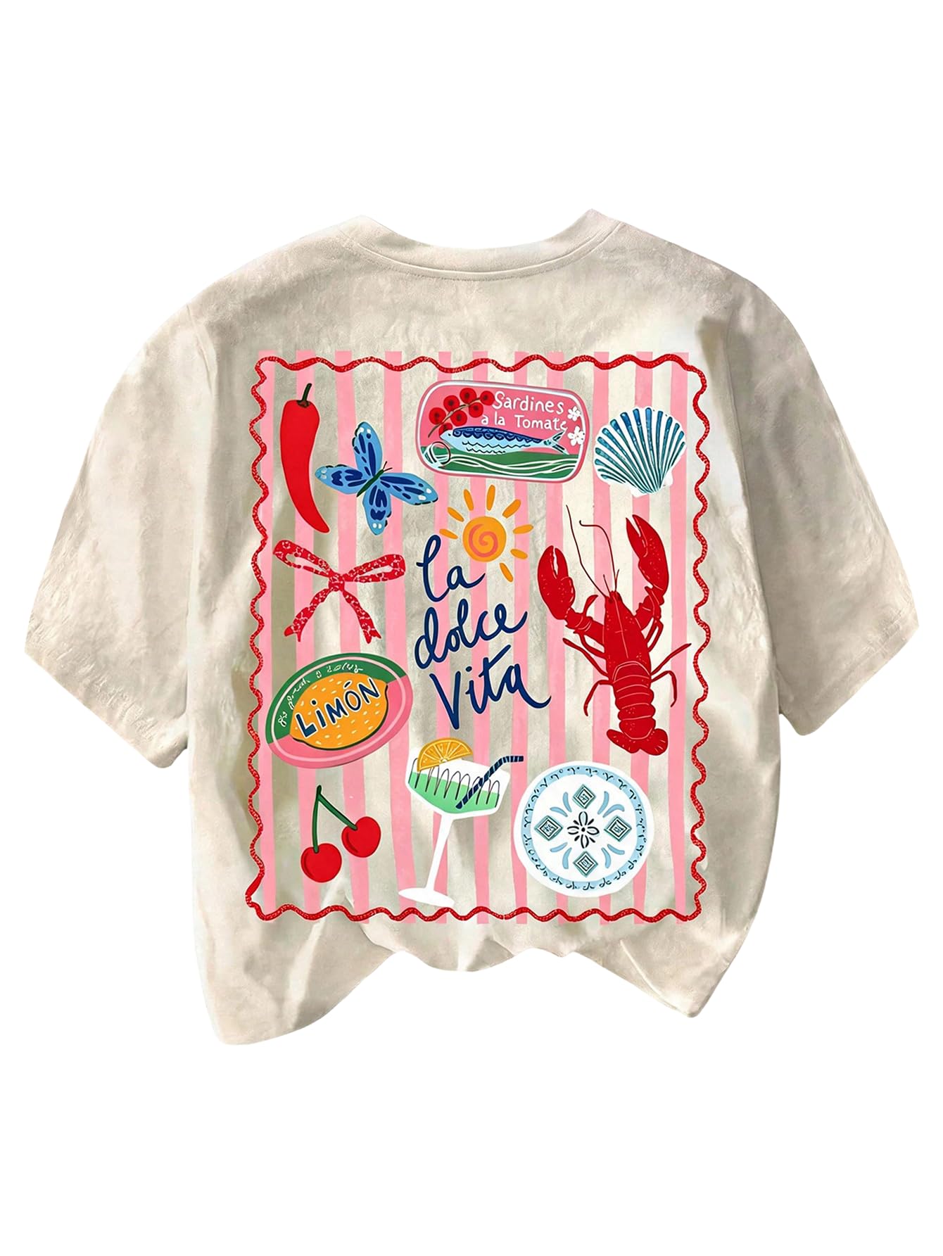 RoseSeek Women's Graphic Letter Tee Crew Neck Trendy Summer Vintage T Shirt