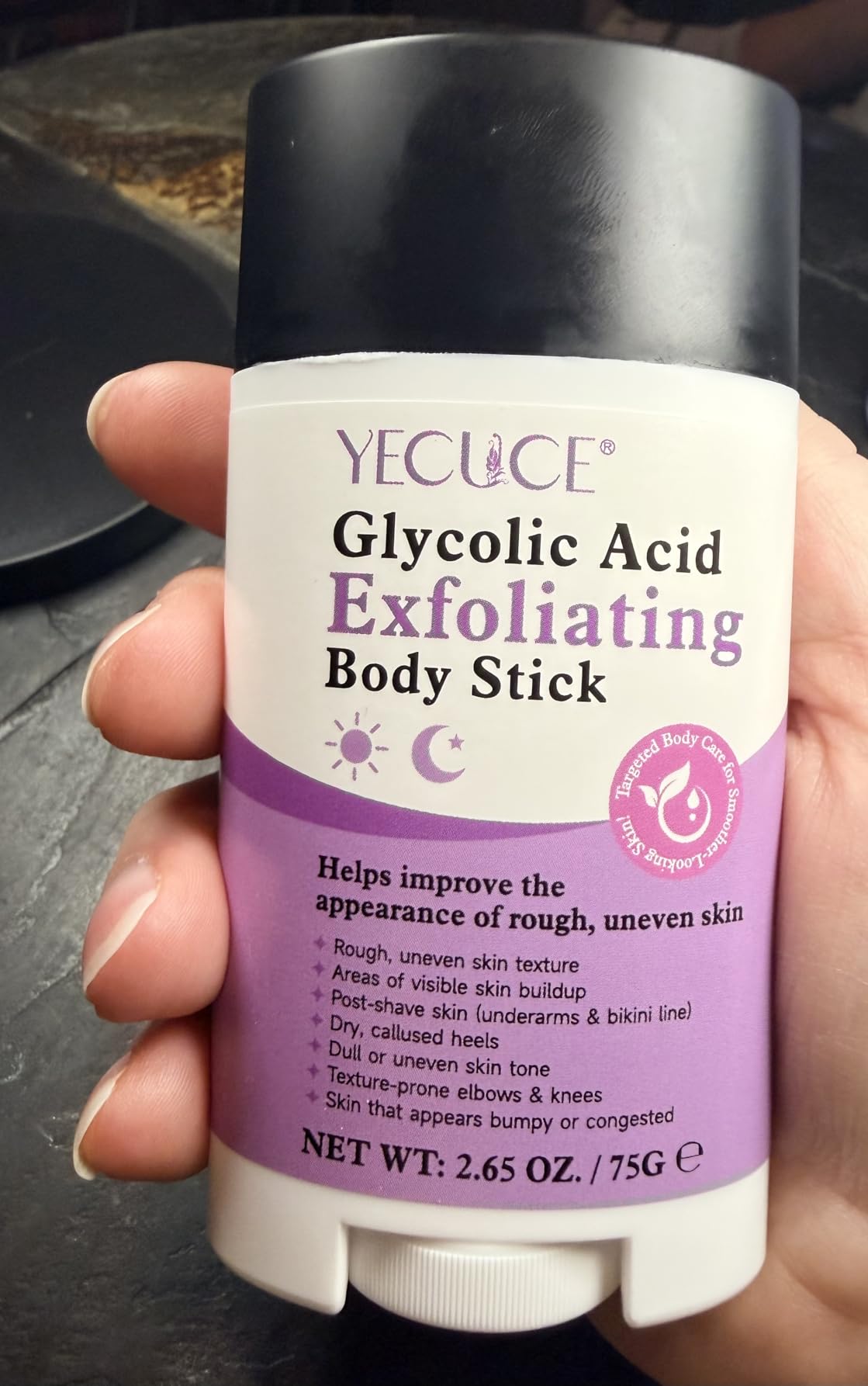 Redshine Glycolic Acid Body Scrub Stick for Rough & Bumpy Skin - 7% AHA + 0.5% BHA Exfoliating Stick with Shea Butter, Gentle Chemical Exfoliator for Arms, Legs, Back, 2.65oz for Men & Women