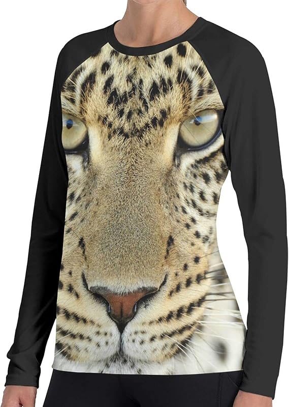Amazon Co Jp ヒョウの顔 Tシャツ レディース 長袖 ラウンドネック 柔らかい 通気 カットソー アンダーシャツ ファッション 春 秋 女性 ファッション