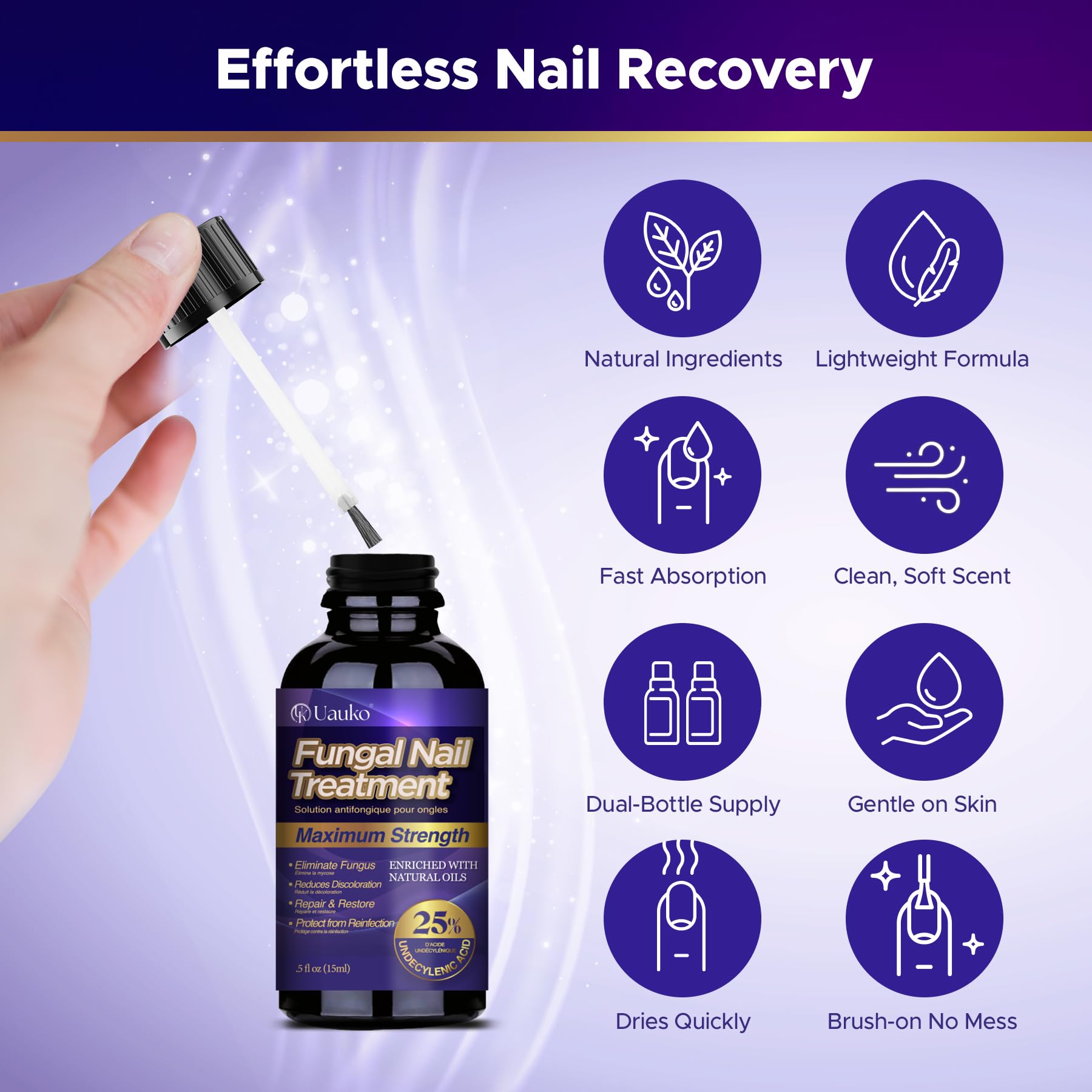 Toenail Fungus Treatment : Extra Strength 25% Undecylenic Acid Toe and Fingernail Fungus Removal - Fast Acting Fungal Nail Revitalizer with Tea Tree Oil (0.5 Fl Oz (Pack of 2)) — Amazon image 4