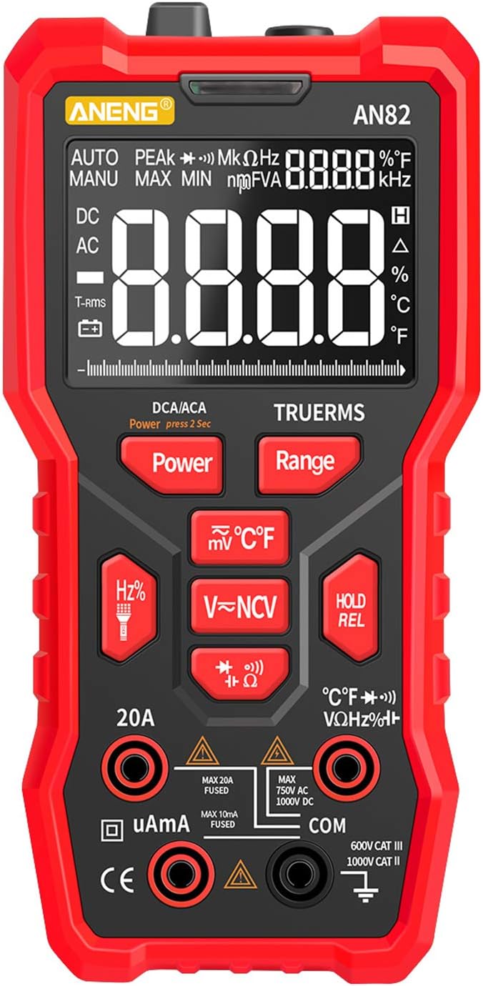 ANENG AN82 9999 Counts VA Screen Automatic High Precision Digital Multimeter TRMS NCV Universal Meter Multiple Tester for AC/DC Current AC/DC Voltage and Temperature Frequency Resistance Capacity