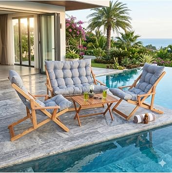Bysay Ah ap Katlanabi li r Ta inir Puf Mi nderli  Kollu  ezlong Plaj Teras Balkon Bah e Takimi 4 L  Set gri