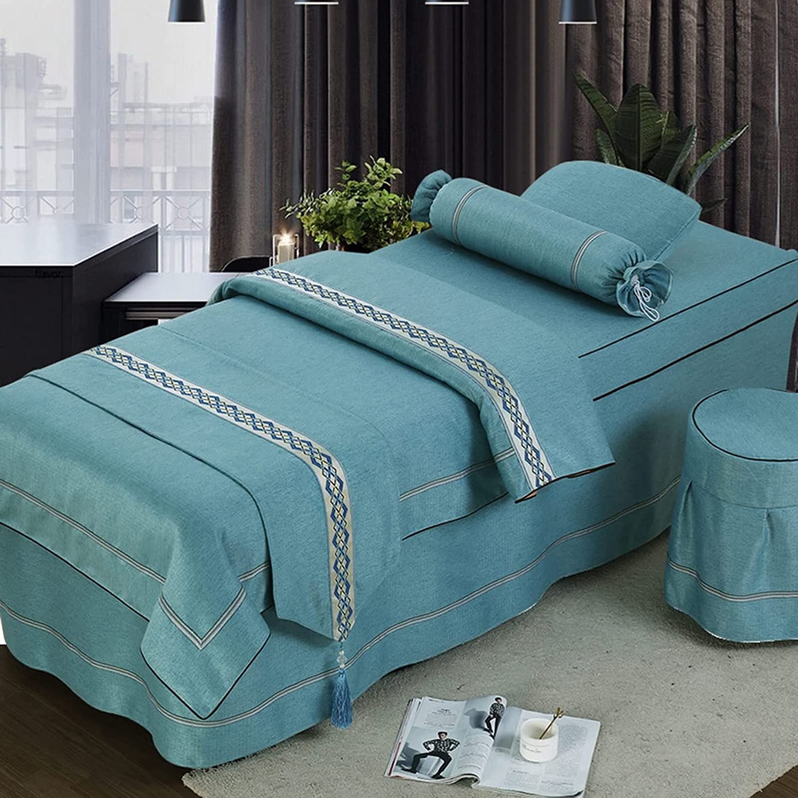 Table Sheets With Face Breath Hole, 4-Piece Massage Table Sheet Sets Spa  Beauty Bed Cover, Bed Cover Beauty Salon Special Massage Bed Sheet