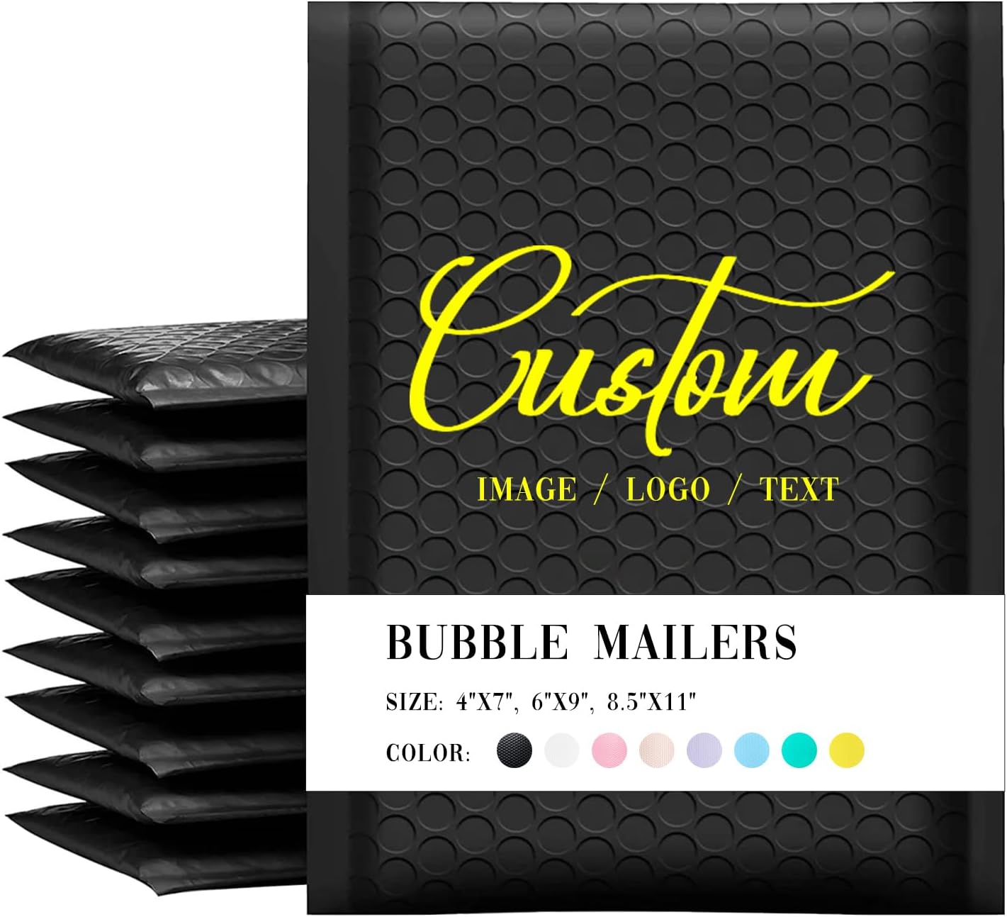 6x10" 30/50 Pack Personalized Logo Bubble Mailers,Usable Size 6x9" Black Bubble Wrap Mailer,Mailing Bubble Shipping Envelopes Shipping Bags for Small Business,Shipping Supplies