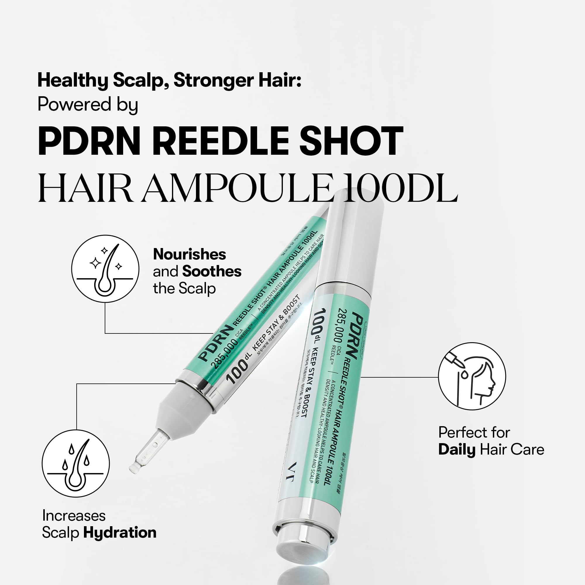 VT COSMETICS PDRN Reedle Shot Hair Ampoule 100dL – Ampoule Capillaire CICA REEDLE™ PHYTO PDRN Panax Soin Cuir Chevelu