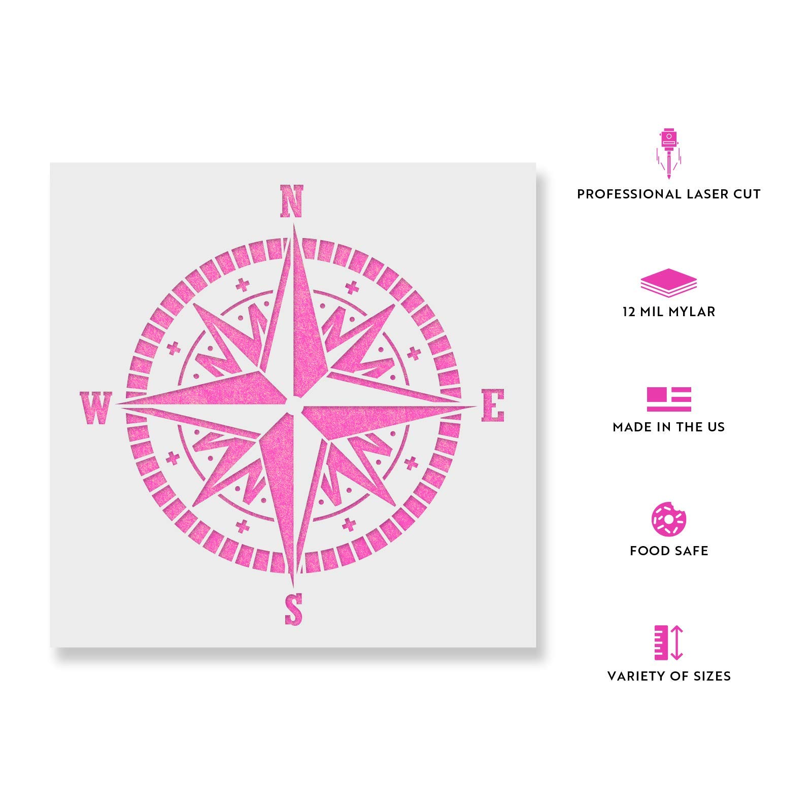 Compass Stencil - Compass Rose Stencil, Ocean Stencils, Compass Stencil, Ocean Stencil, Large Compass