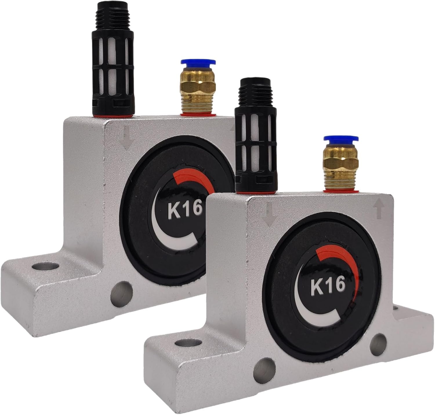 (2 Pack) K 1/4'' K16 Thread Pneumatic Vibrator Power Concrete Vibrator Ball Type Aluminum Alloy Air Turbine Oscillator with Silencer