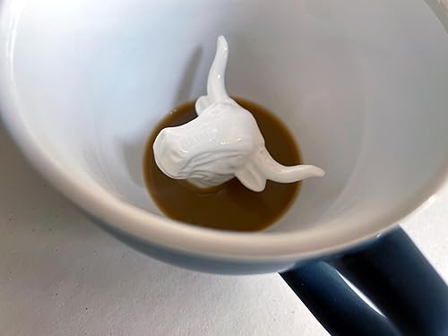 Miniatura 5 de Creature Cups BULL - Taza de cerámica (11 onzas, exterior marrón oliva mate)  Taza oculta en el interior de animales 3D  Regalo de cumpleaños,