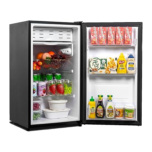 Techomey 3.2 Cu.Ft Mini Fridge with Single Door, Small Refrigerator with Adjustable Thermostat & Removable Glass Shelves, Mini Fridge for Bedroom, Office, Dorm, Black