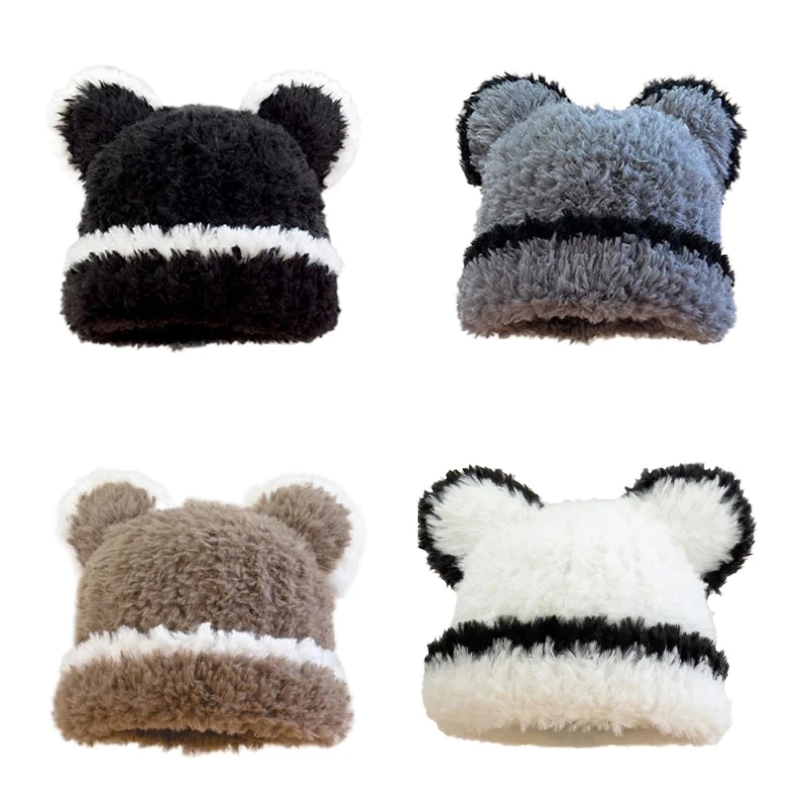 Gorros De Punto para Sombrero Tejido Beanie Sombrero De Oso Orejas Gorro De Invierno para Niñas