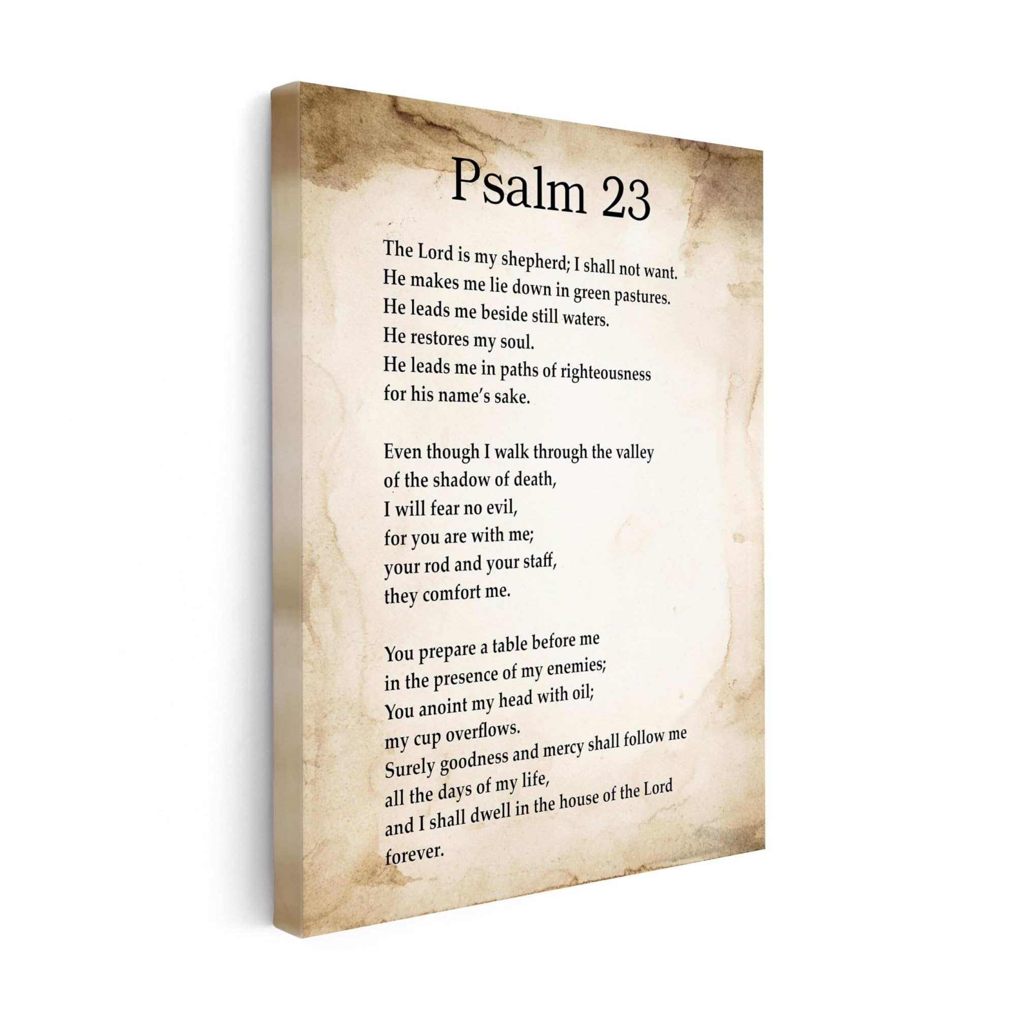 PKNVKZIDK Shepherd Psalm Canvas Print Religious Wall-Art The Lord Is My Shepherd Bible Verse for Bedroom Church Gift Framed,08x12inch(20x30cm)