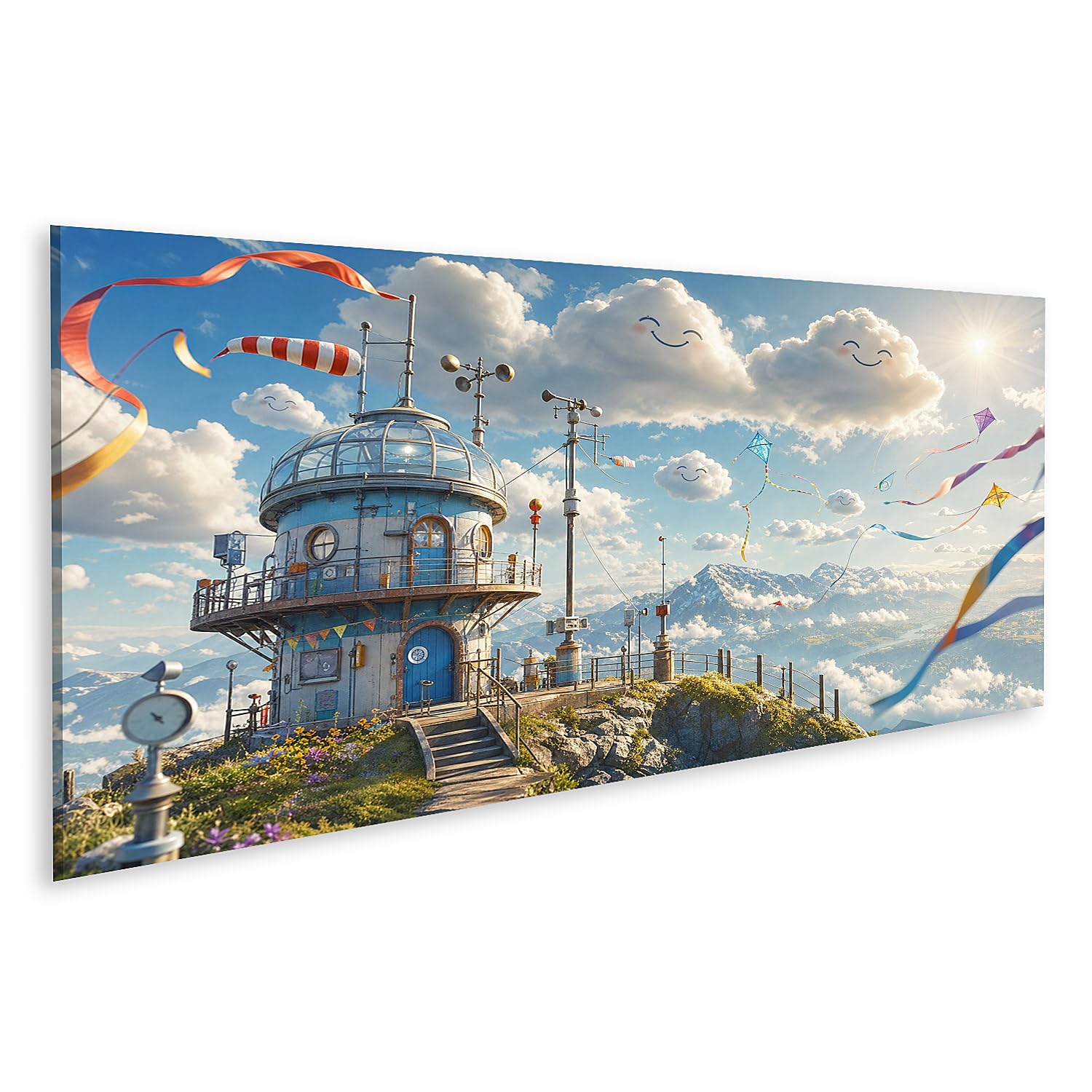 islandburner Bild auf Leinwand Zauberhaftes Wetterstation Wandbild Kinderzimmer für kleine Träumer - Panorama