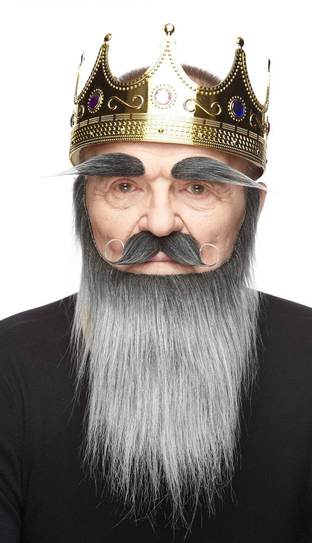 Medieval King salt and pepper beard, eyebrows and moustache, Natural Size - Image 2