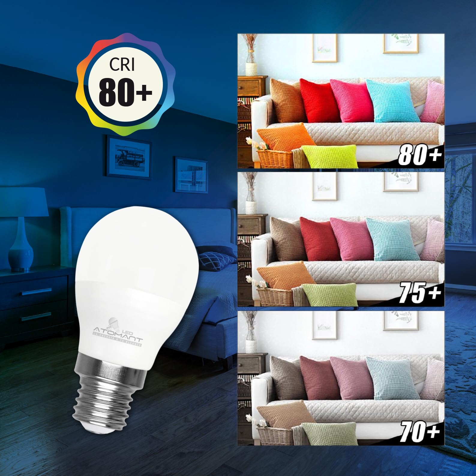 LED ATOMANT 100x LED Lampe E27 G45 9W Kaltweiß 950lm | Großer Sockel, 6500K