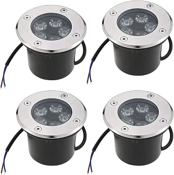 Festnight 3 Faretti Da Esterno Ad Incasso Calpestabili – GU10 35W, In Acciaio Inox E Vetro Temperato (Nero/Argento) Per Giardino E Cortile