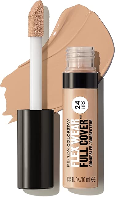 Revlon ColorStay Flex Wear, Full Cover Non-Creasing Concealer, Infused with Hyaluronic Acid & Vitamin E, Flexible Longwear, 040 Medium, 0.34 fl oz.