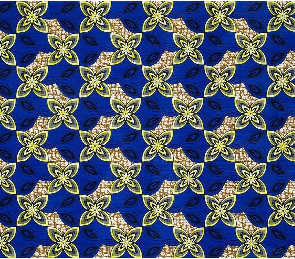 BintaRealWax African Fabric 6 Yard Printed Wax Cloth African Ankara Ethnic Fabric 6594