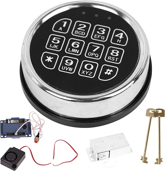 Fireproof Gun Safe Lock with Solenoid Lock, 2 Override Keys Chrome