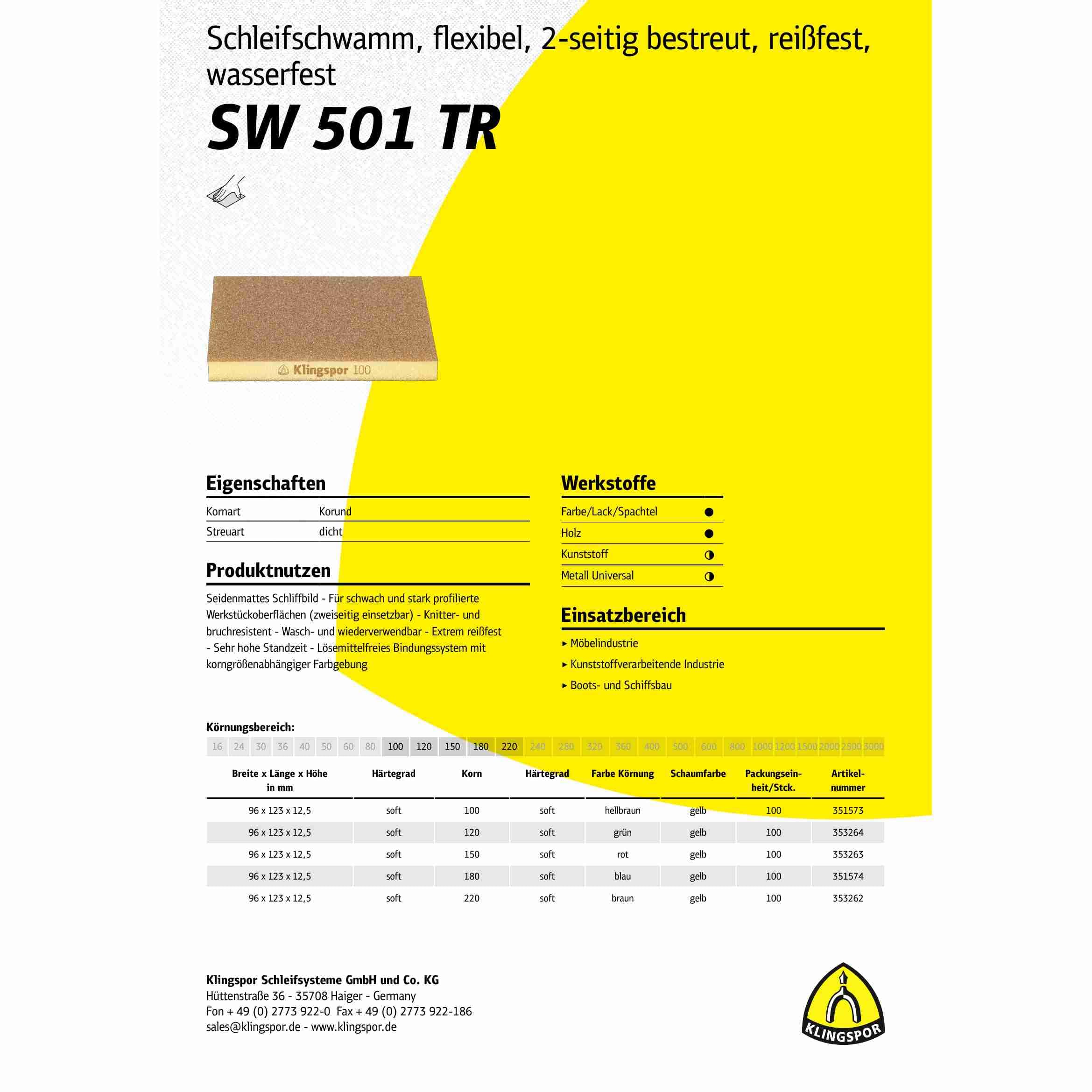 Nuevo! Klingspor SW 501 TR - Esponja abrasiva (123 x 96 x 12,5 mm, 100 unidades, grano 150)