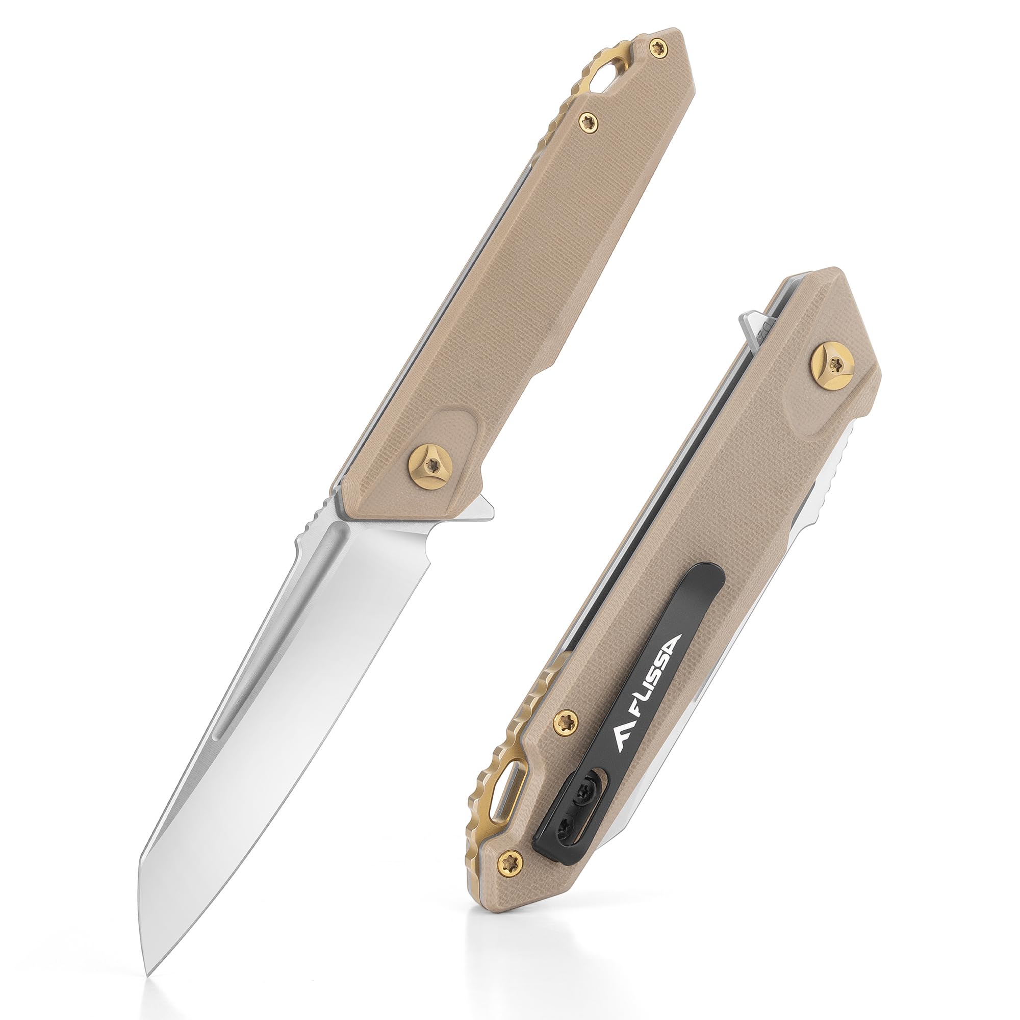 Amazon.com: FLISSA Bron Folding Pocket Knife, EDC Knife with D2