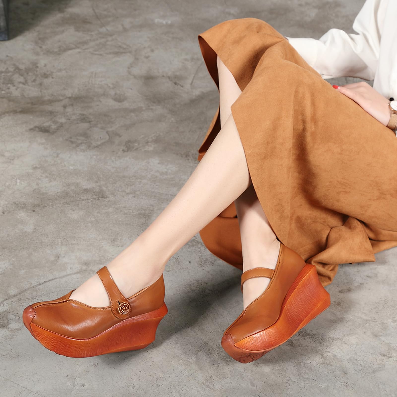 Zapatos Mary Jane Cuero Mujer Casual cuña | viajes de vacaciones, paseos campestres, ocasiones de compras, conjuntos diarios, forma de punta clásica