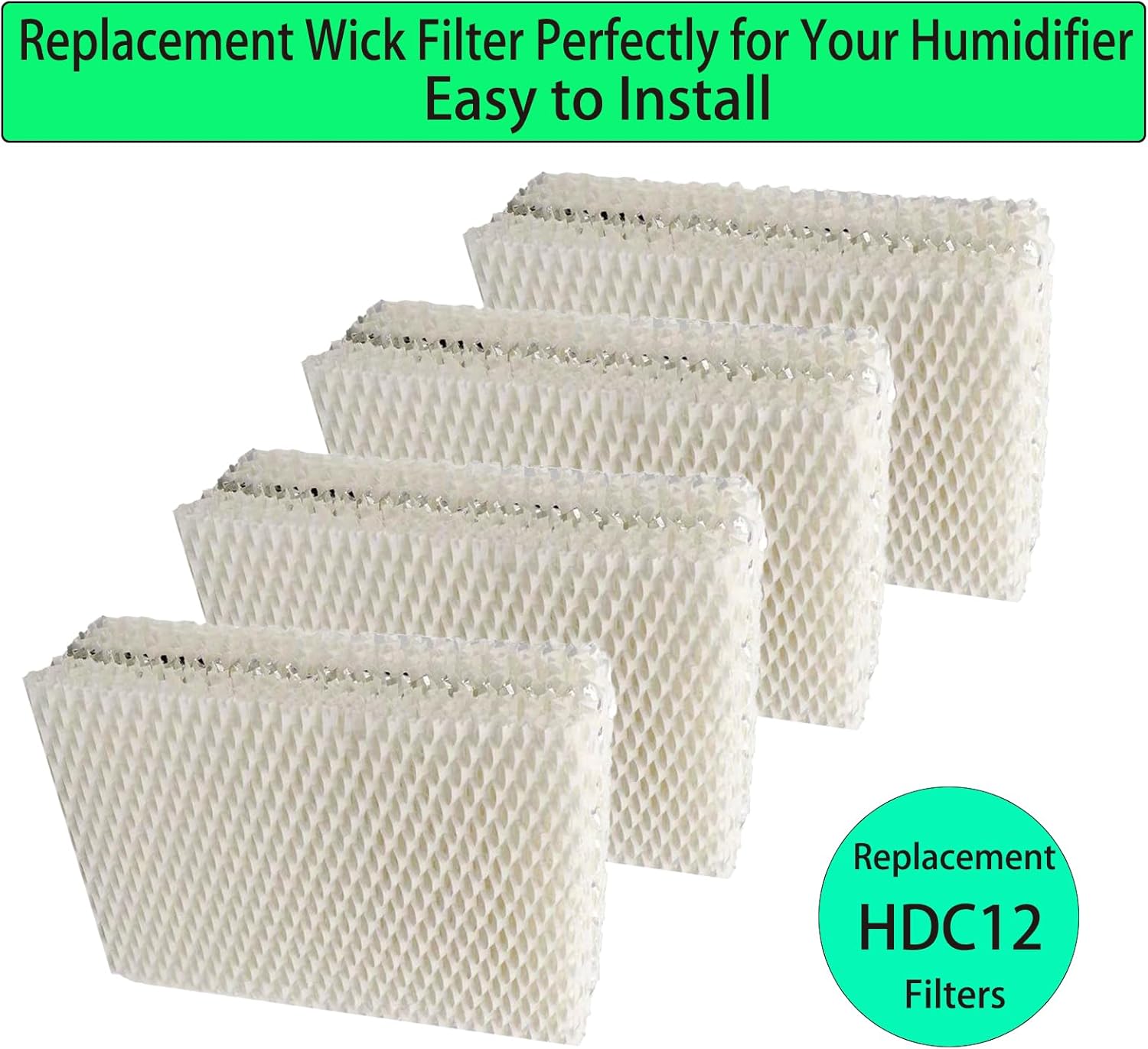 4 Pcs HDC-12 Replacement Humidifier Super Wick Filters for AIRCARE HDC12 Essick-Air HD13030 HD1303 Moist-Air HD1305 HD13050 HD1406 HD14060 HD1407 ES-12 Kenmore 14911 Humidifiers Filter