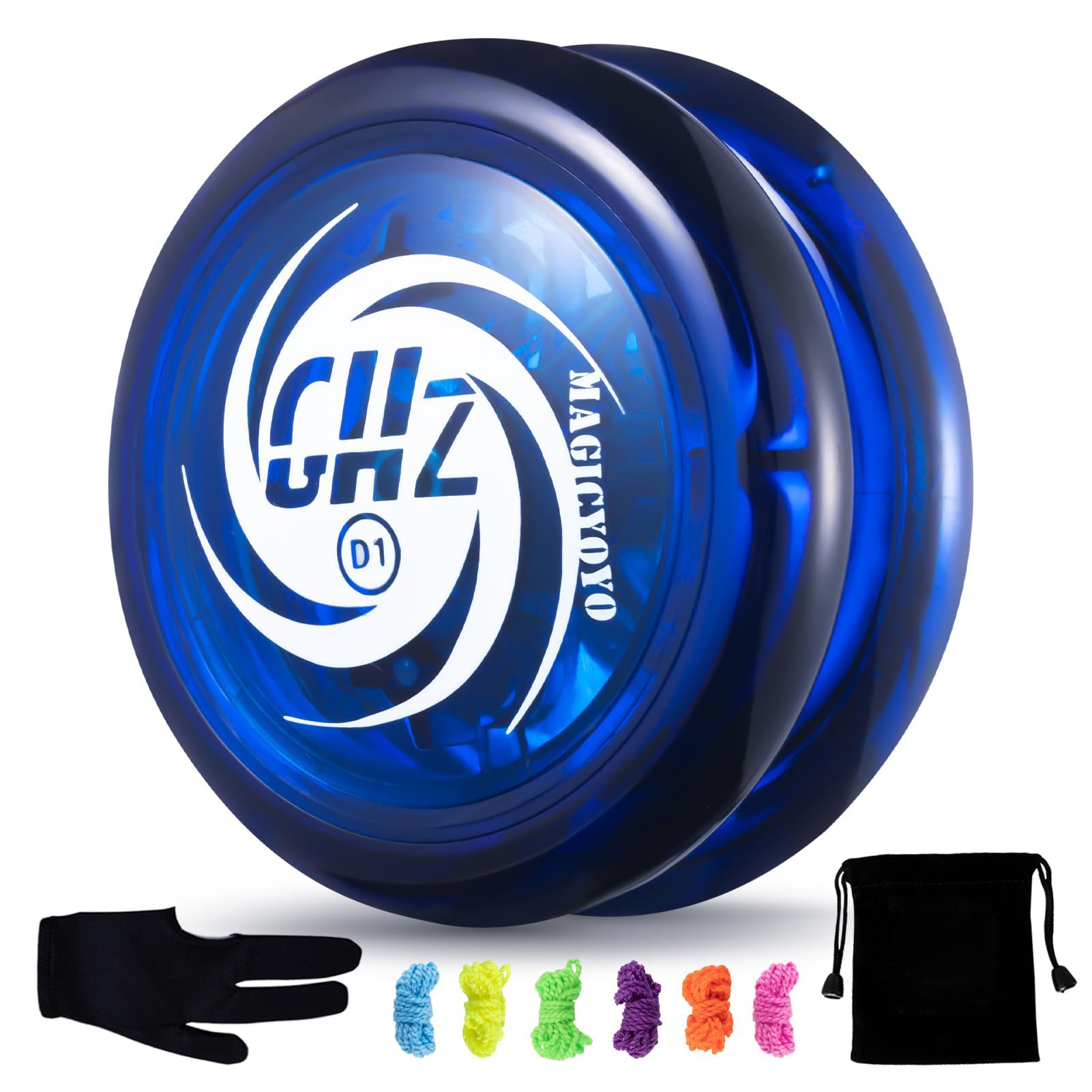 ELECDON Blue Looping Yoyo for Kids, Responsive Yoyo Ball with 6 Strings, Glove & Bag, Suitable for Beginners to Practice Basic Tricks