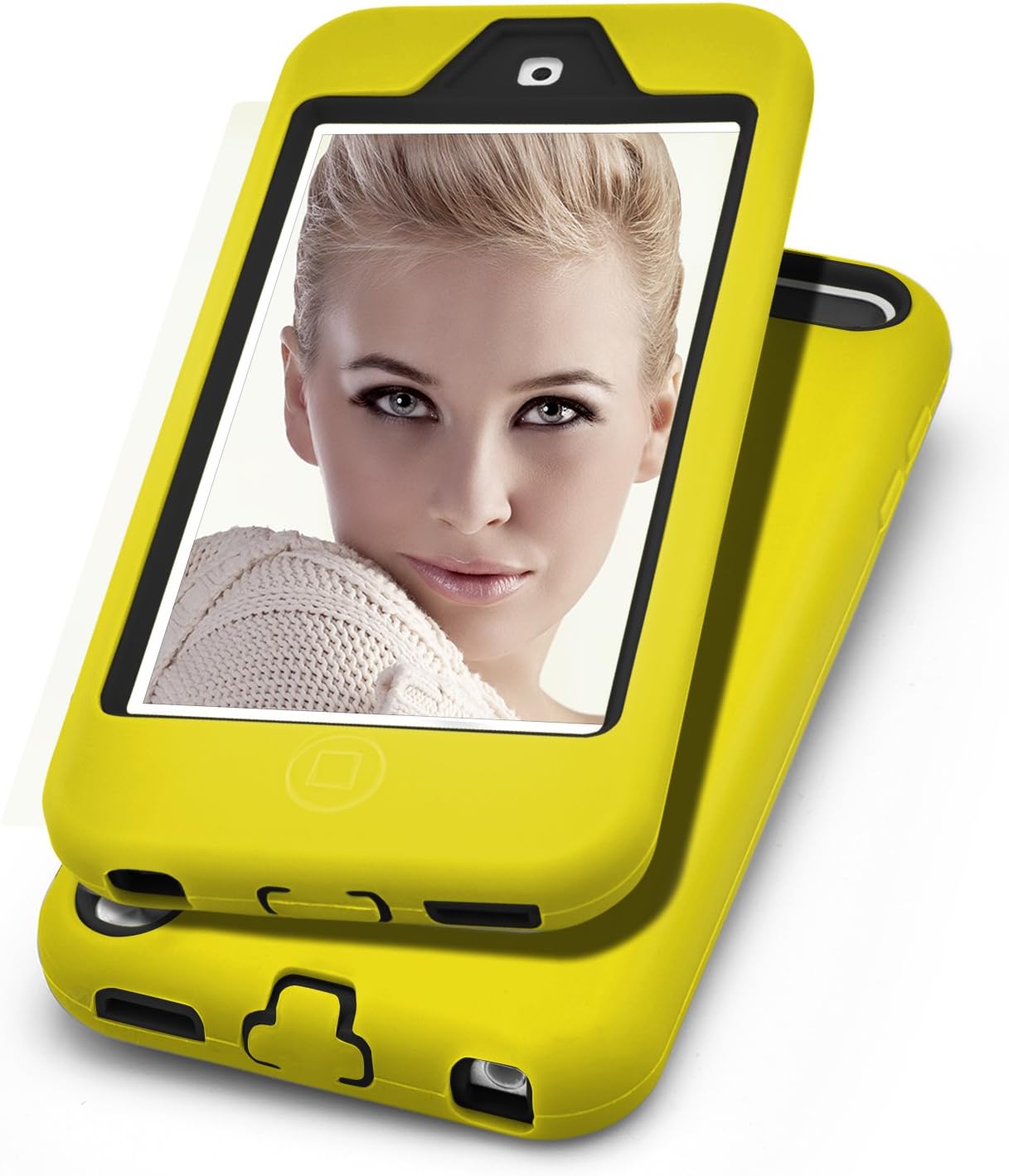 iPod Touch 5th Case, MagicMobile® Premium Dual Heavy Duty Hybrid Shockproof Resistant Armor Protective Case Cover for Apple iPod 5th Generation Yellow Rugged Silicone Layer and Black Hard Plastic