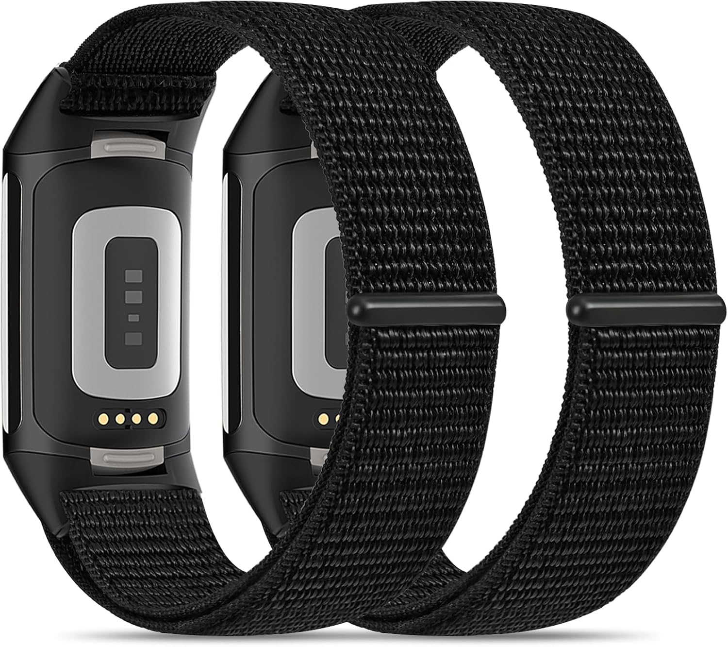 2 Pack Nylon Watch Bands Compatible with Fitbit Charge 5/Fitbit Charge 6 for Women Men, Sports Workout Replacement Soft Strap Wristbands Accessory for Charge 6/5 Fitness Tracker (5.9''-7.8'')