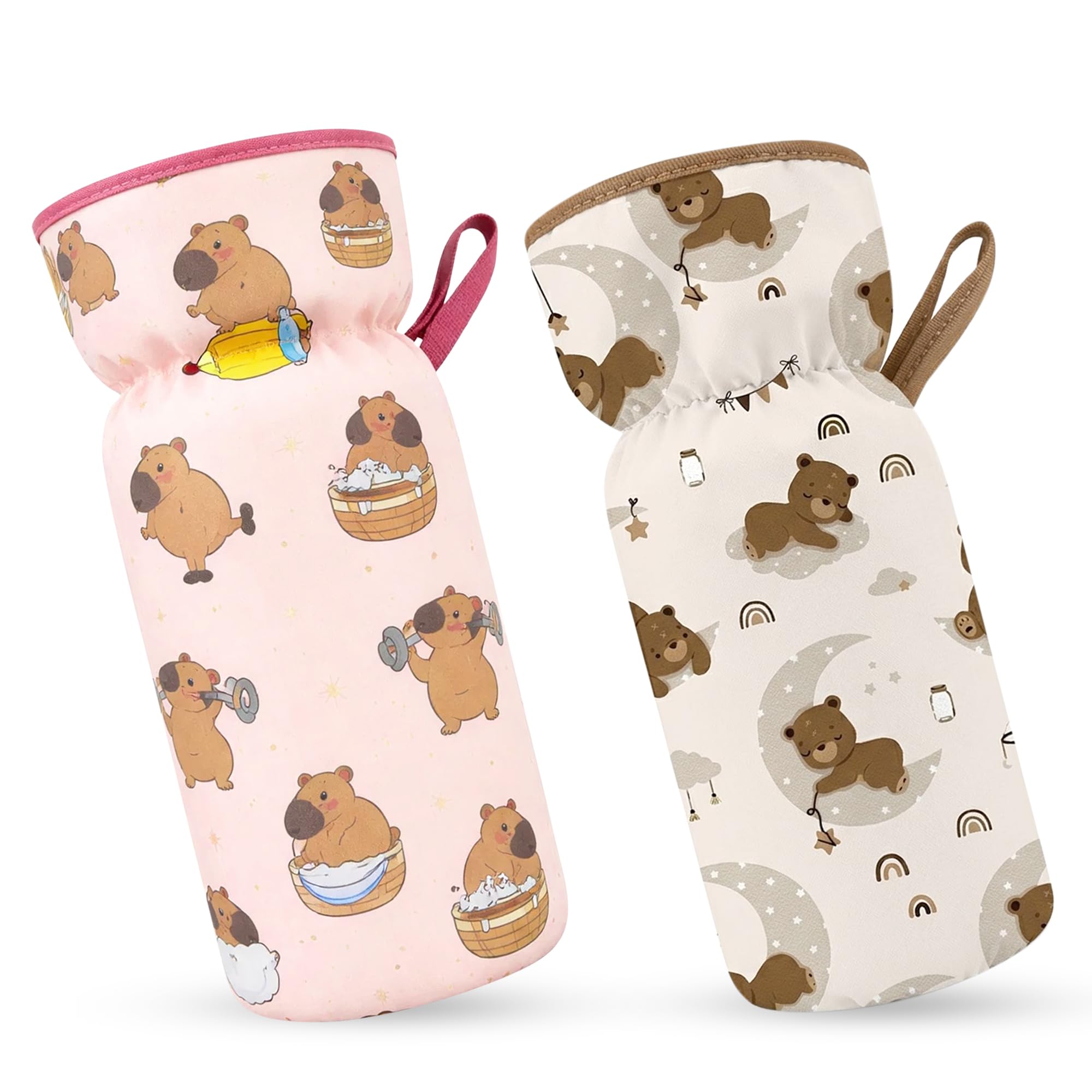 GLUN® Cute Panda Printed Infant Feeding Bottle Cover with Lanyard Pack of 2, Cushiony Cotton Cover, Keep Warm Baby Drinking Sleeve, Baby Glass Bottle Insulator Bottle Protector Cover-image-22