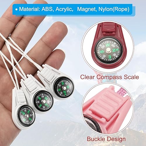 Miniatura 4 de PATIKIL Mini brújula de supervivencia, paquete de 50 brújulas de botón a granel para exteriores, senderismo, camping, viajes, fiesta