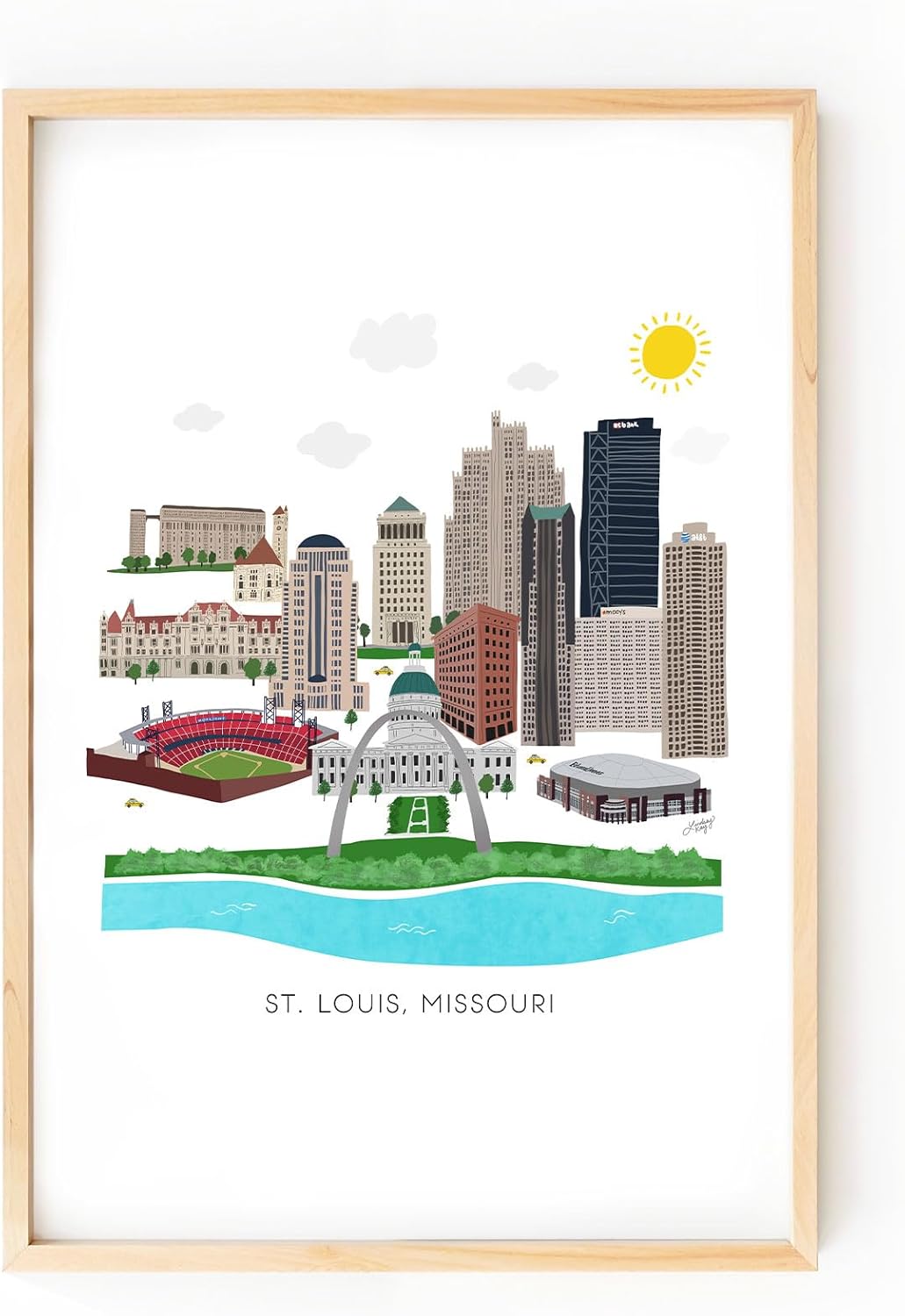 Lindsey Kay Collective St. Louis Skyline Art Print 12x16 | Wall Art | Illustration | Buildings | Downtown | Cityscape | Missouri | Aesthetic | Poster | Wall Art | Gift | Trendy | Unframed (St. Louis)