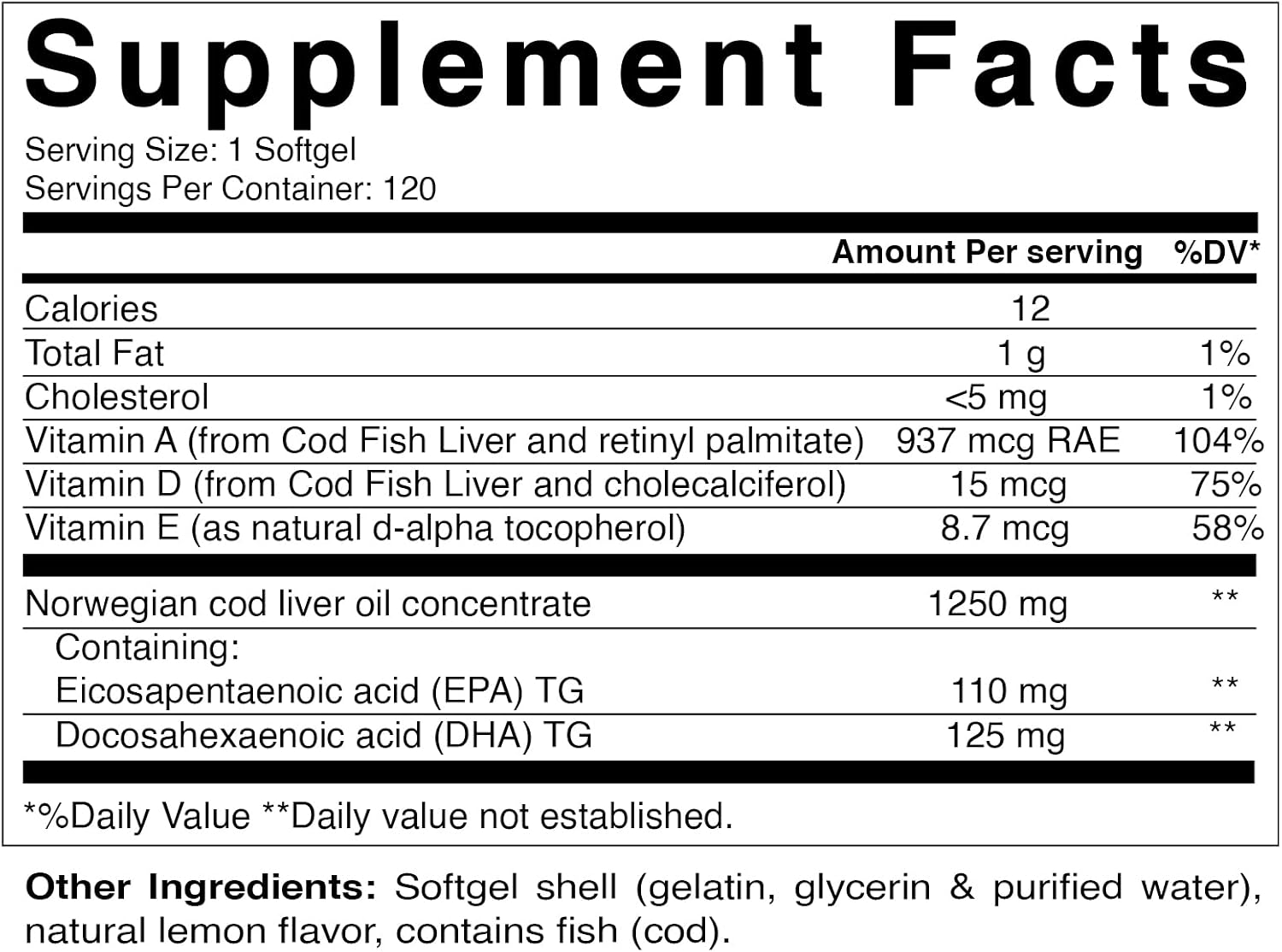 Vitamatic 2 Pack Norwegian Cod Liver Oil 1250mg Total 240 Softgels (Lemon Flavor) - Promotes Cardiovascular Health