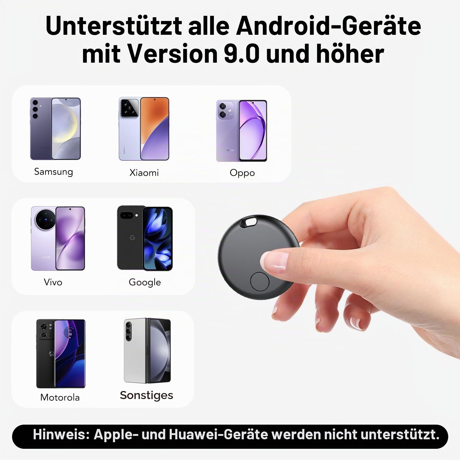 Smart Tracker Tag Android, Bluetooth Schlüsselfinder | kompatibel mit Google Find Hub (NUR Android), Air Tracker Tag Schlüsselanhänger für Koffer, Schlüssel, Gepäck (4er-Pack)