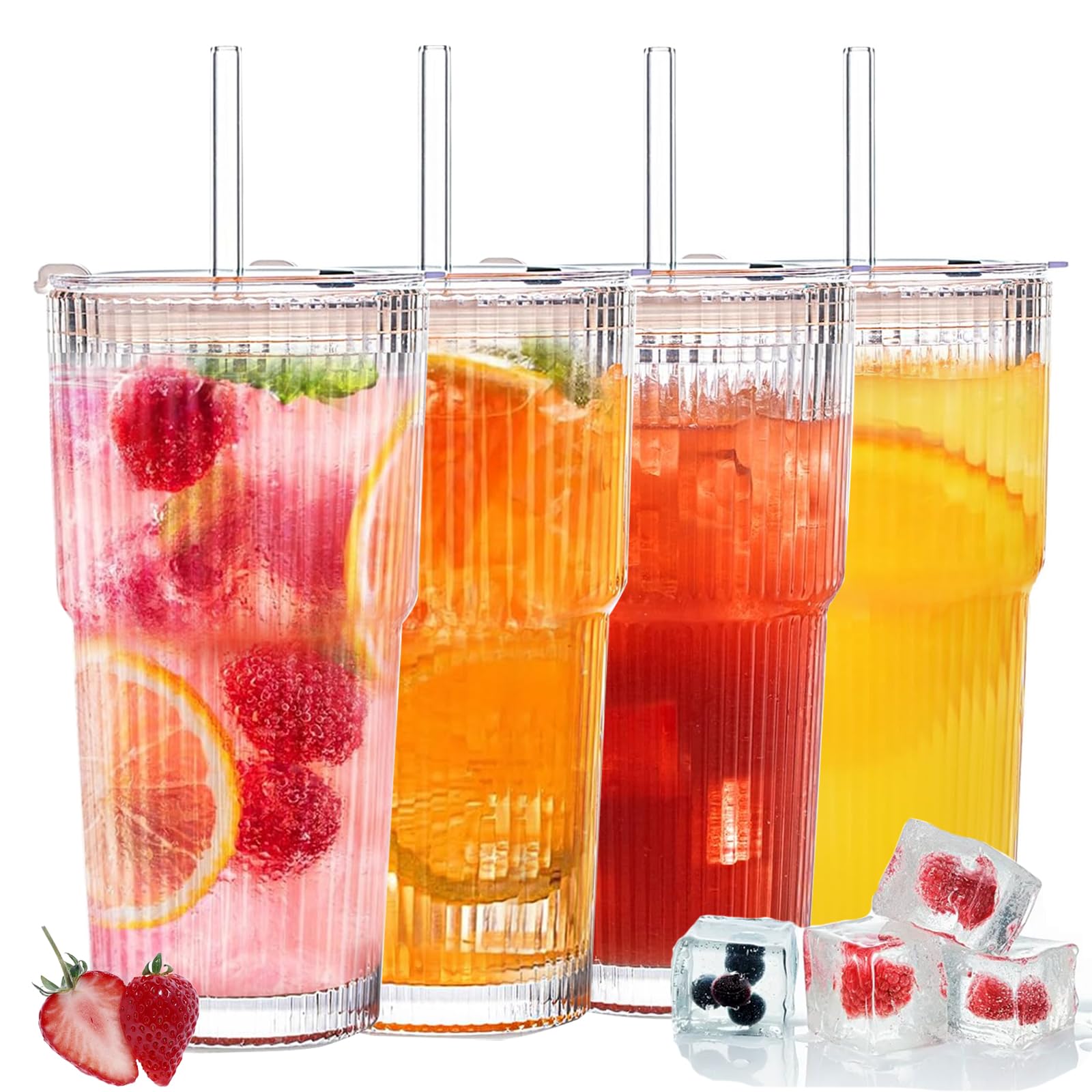 Verre à eau anti-renversement 600ml avec couvercle en bambou et paille incluse