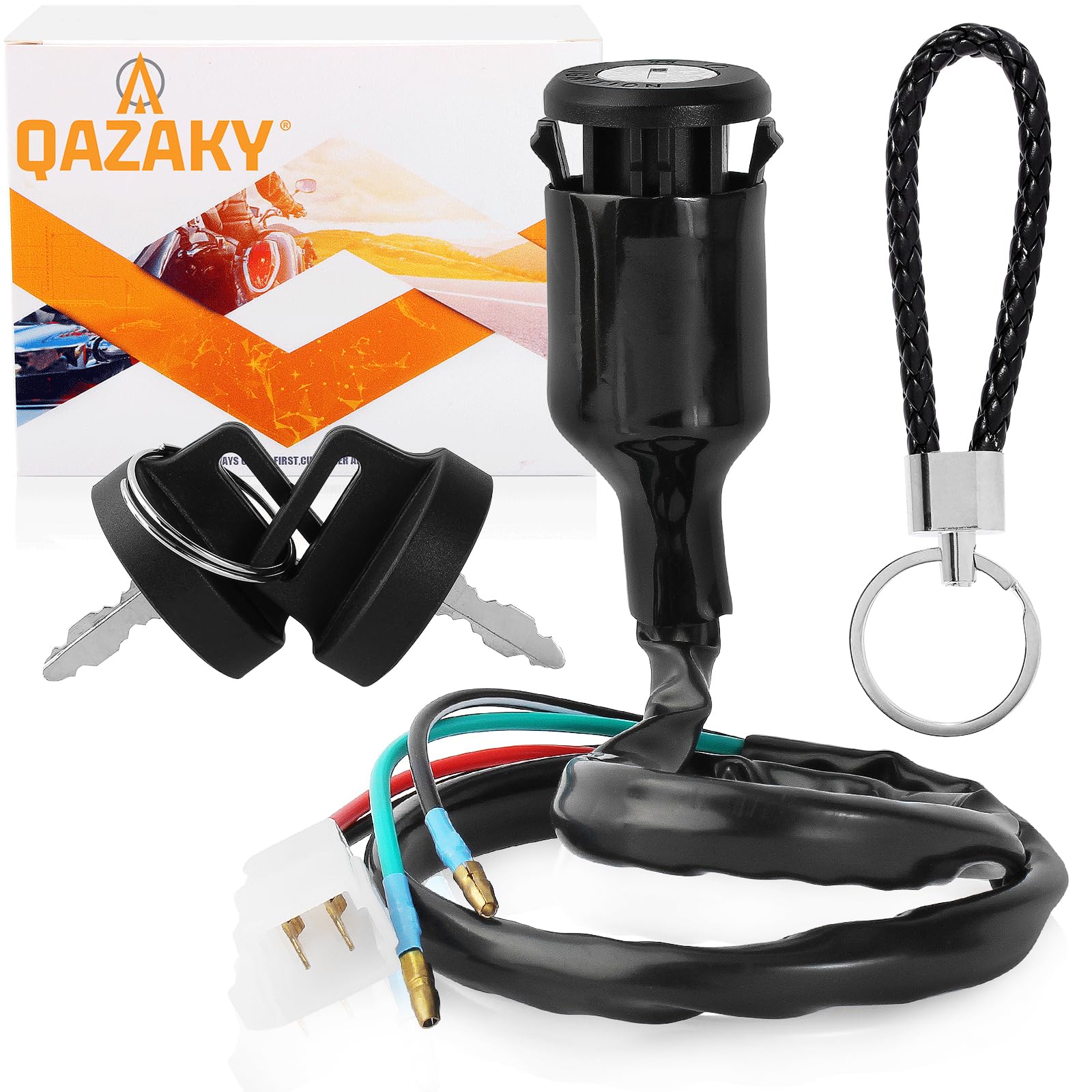 QAZAKY ATC250ES Ignition Key Switch Compatible with Big Red ATC 250 ES 3-Wheel ATV 1985 1986 1987 35010-HA0-680 35010-HA0-681 35100-HA0-027