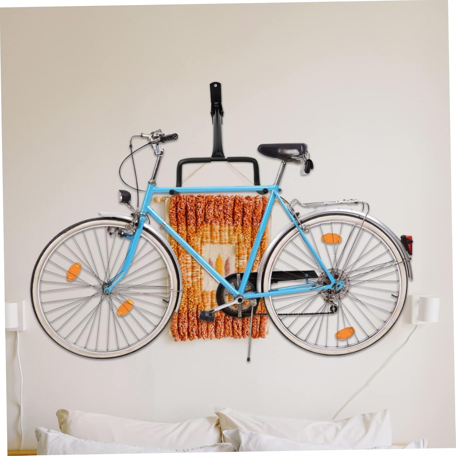 Bike Folding Wall Hanger Space-Saving Mounted Bike Hook Heavy Duty Storage for Mountain and Road Black with Padding for Protection