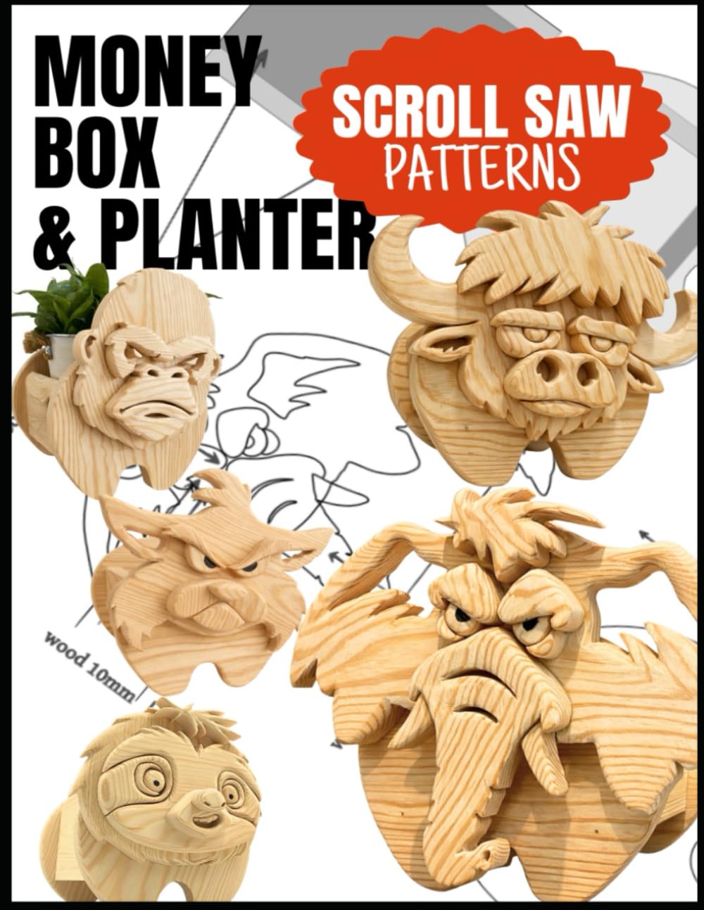 Scroll Saw Pattern – Animal-Shaped Planter or Money Box: Decorative Woodworking Project | Layered DIY Design no.2