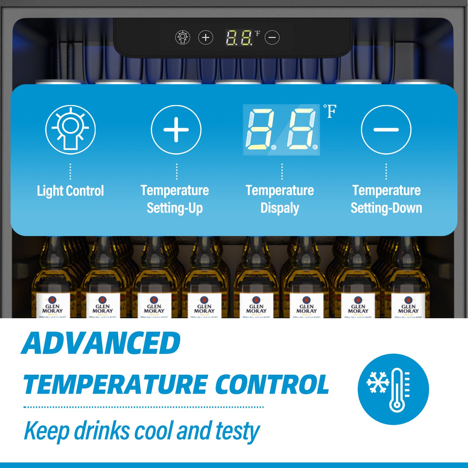 Erivess Beverage Refrigerator And Cooler, 76 Can/1.7 Cu Ft Mini Fridge With Glass Door, Adjustable Shelves For Soda,Beer,Wine, Free Standing Small Refrigerator, Digital Display, For Home, Bar, Office on Fridge.com - View 6
