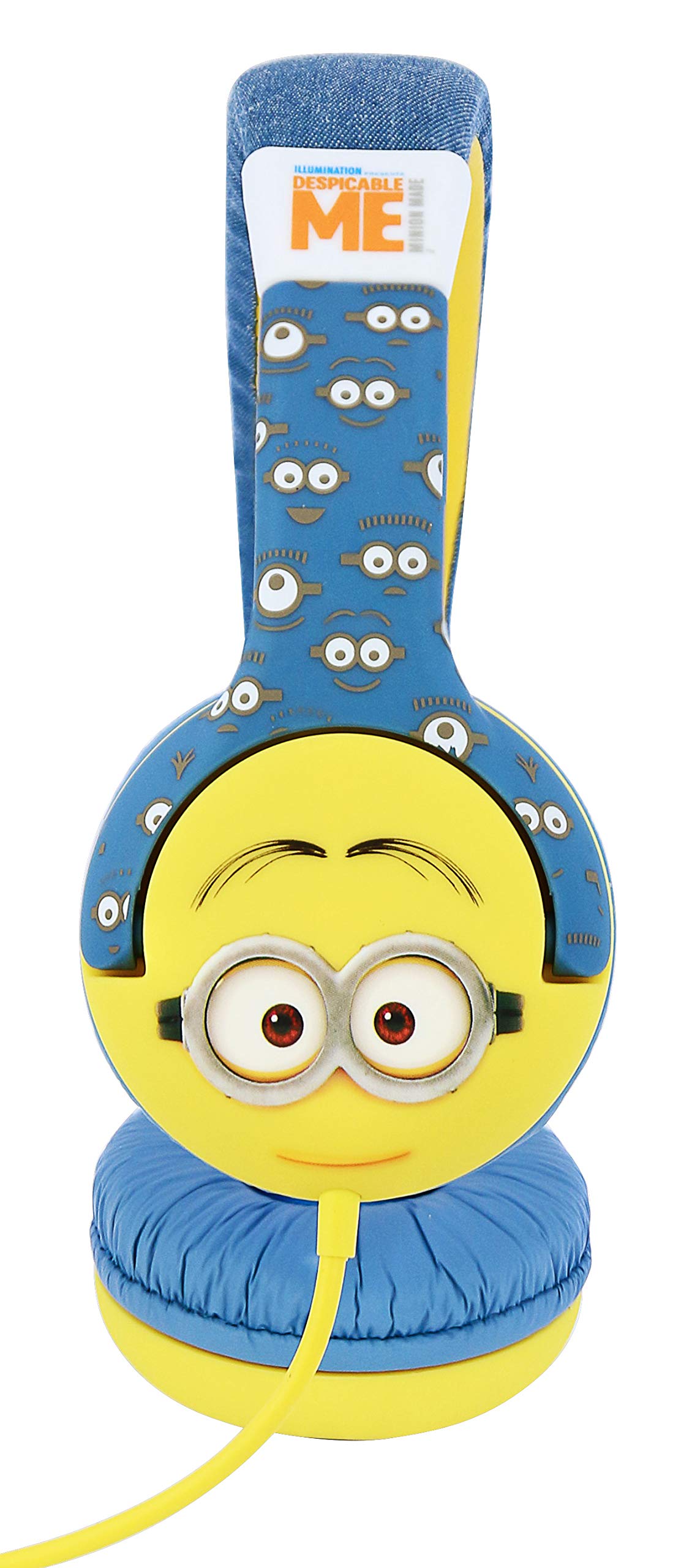 OTL Technologies JUNIOR Cuffie per bambini Minion Faces (fascia imbottita, limite di volume di 85 dB, design colorato, per ragazzi e ragazze), Blu/giallo