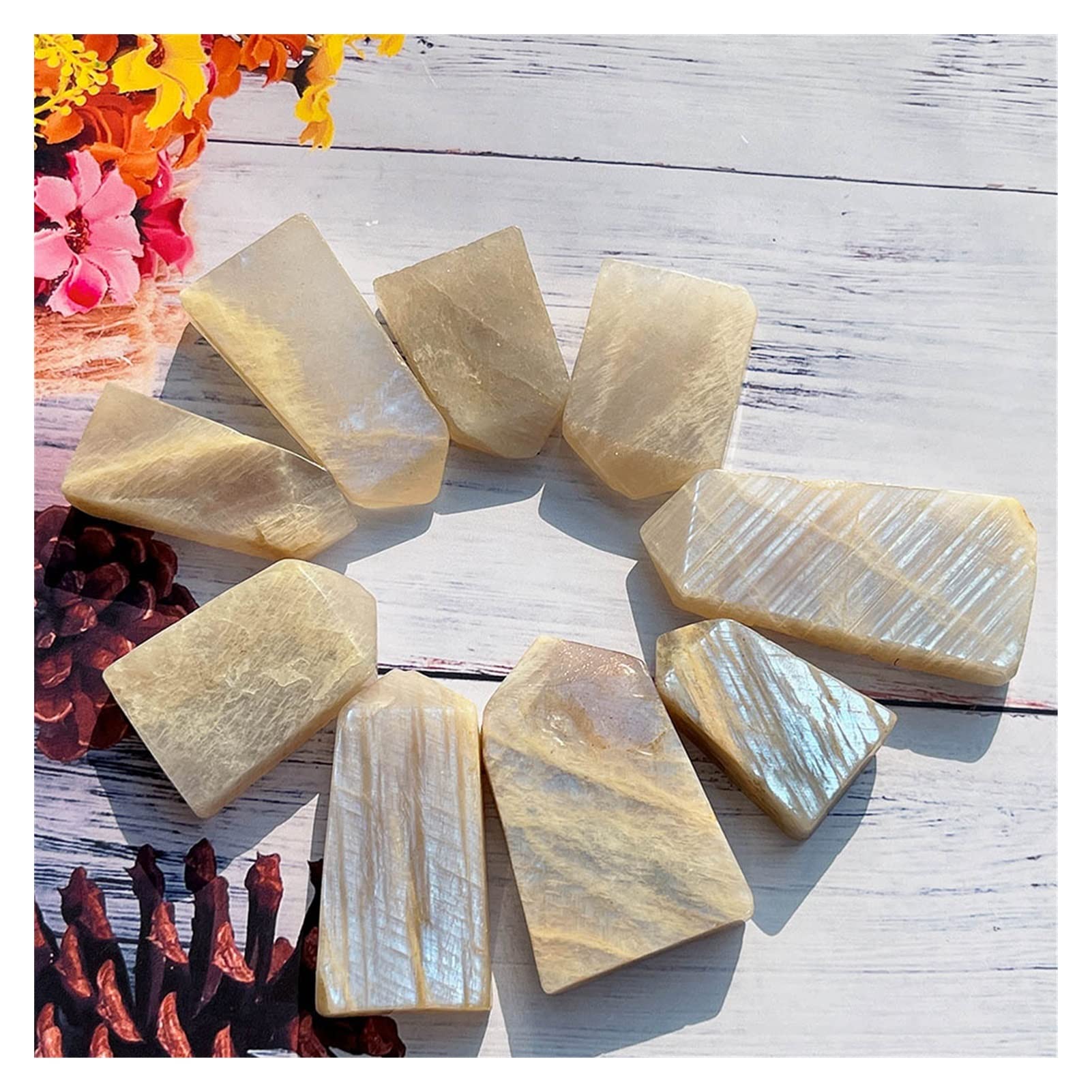Piedra lunar en varita de cuarzo natural, el regalo espiritual perfecto de 20-30g para reiki
