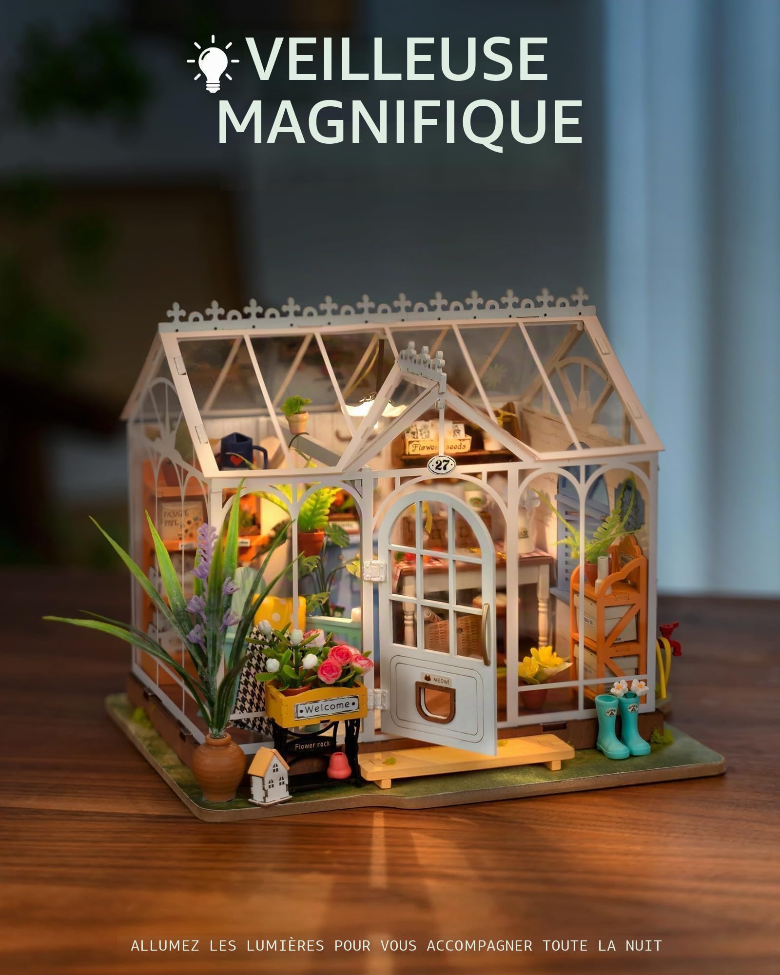 ROWOOD Maison De Poupée Dream Garden House, Mini-Salle De Bricolage en Bois, Échelle 1: 20 Modèle De Jouet Architecture, Kit De Bricolage Créatifcadeaux De Noël