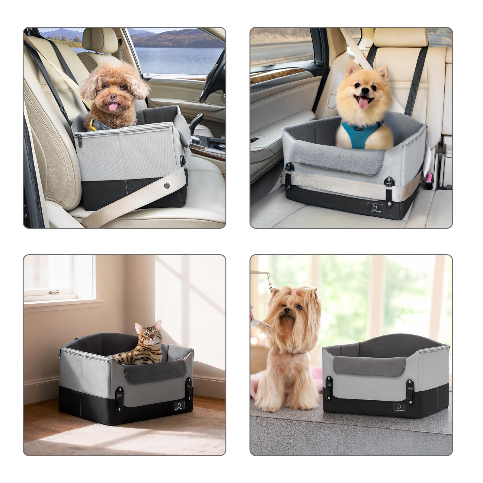 A 4 Pet Hundeautositz Hundesitz kleine Hunde mit Gurtbefestigung, Autositz Hundesitz Rückbank Beifahrersitz für kleine Hunde Sitzerhöhung, faltbar & Waschbar