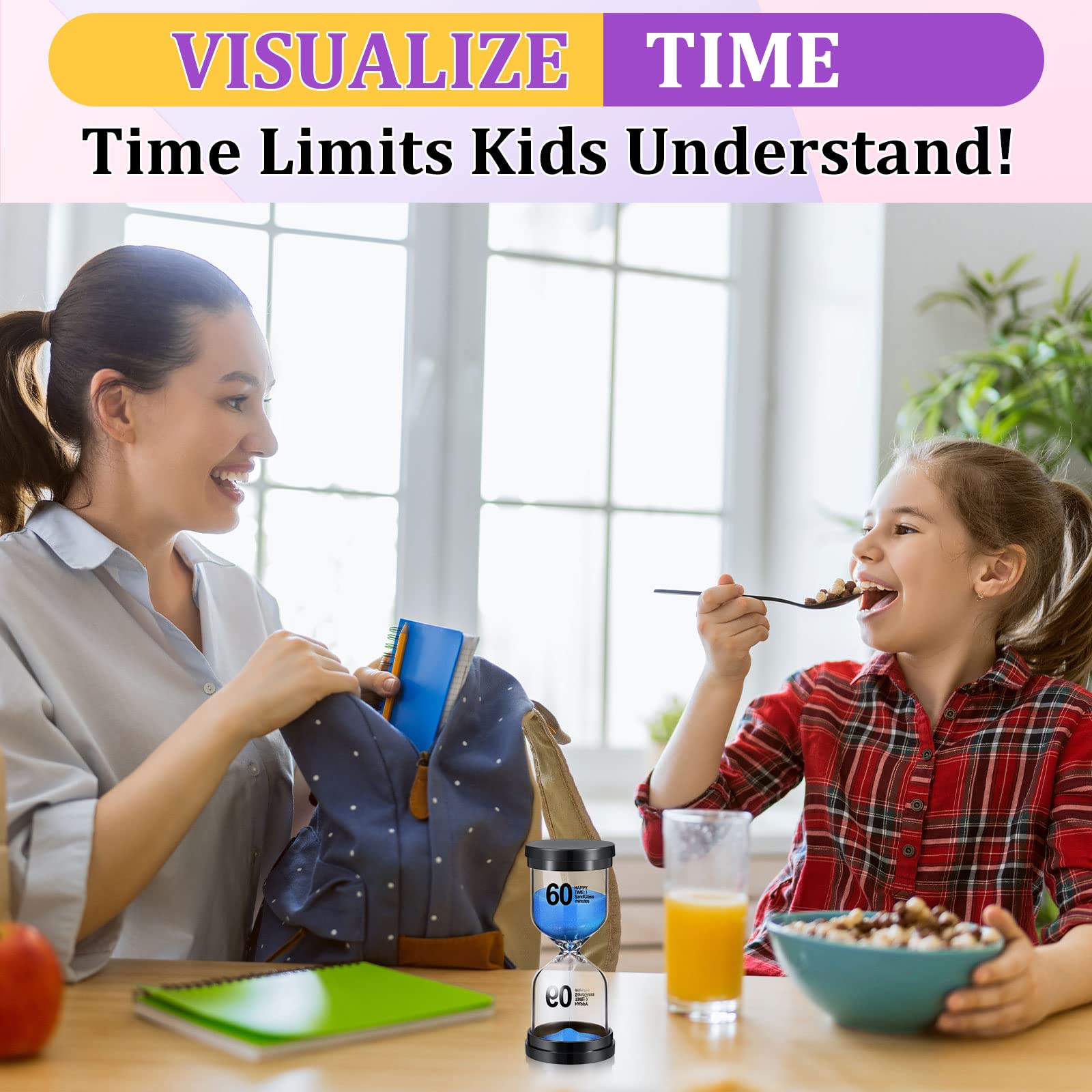 9 pezzi timer sabbia colorato clessidra sabbia orologio timer 1/3/5/10/15/20/30/45/60 minuti vetro di sabbia timer per cucina, casa, ufficio, aula, giochi per bambini, 9 colori