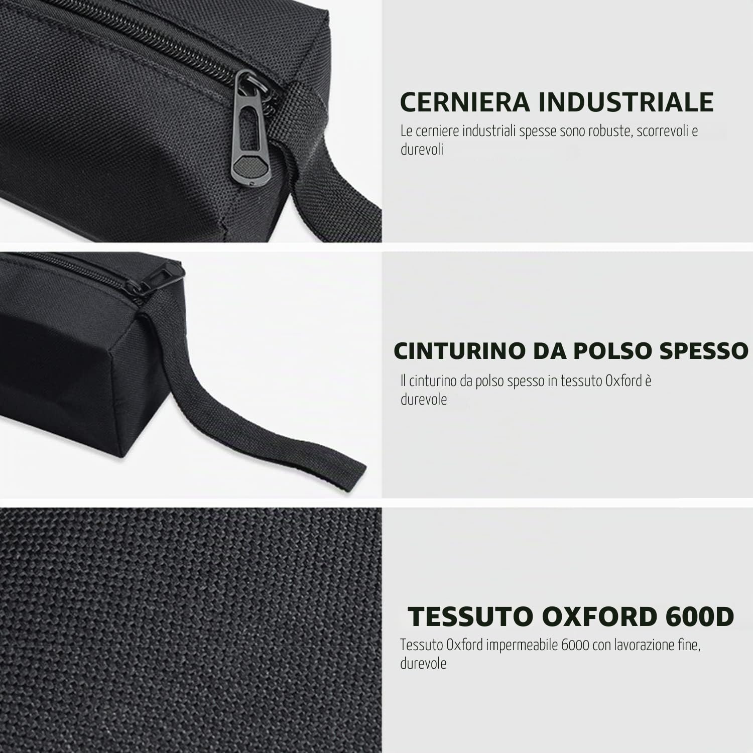 2 Kit di Attrezzi con Cerniera Spessa, Borsa Multiuso Impermeabile e Resistente all'Umidità (Nero, Verde)