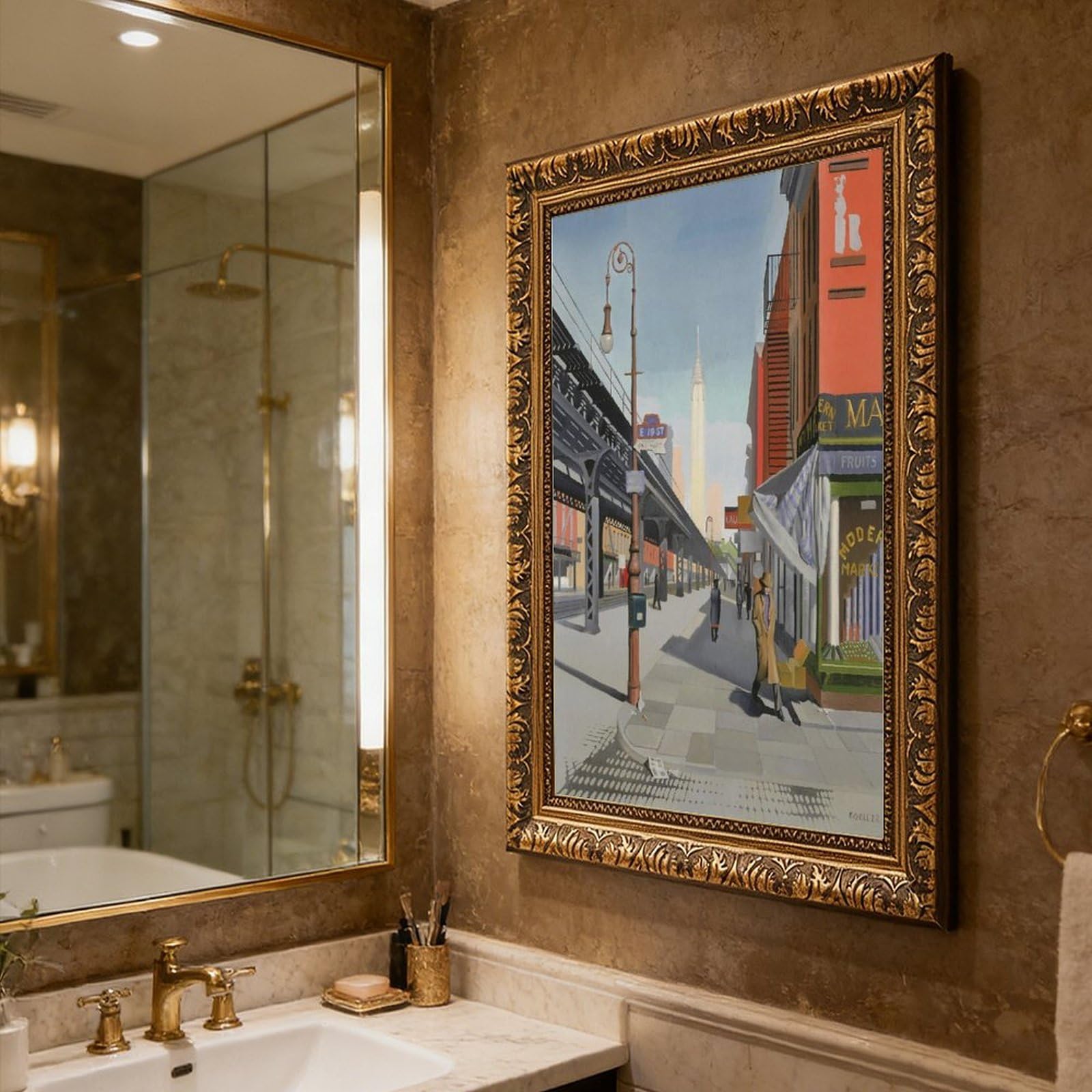 WCYB Drukowanie Trzeciej Alei autorstwa Charlesa Goellera Vintage Nowy Jork Art Prints Plakaty Płótno Deco Obrazy Sztuka Ścienna Do Biura Salonu Wisząca Rama 12
