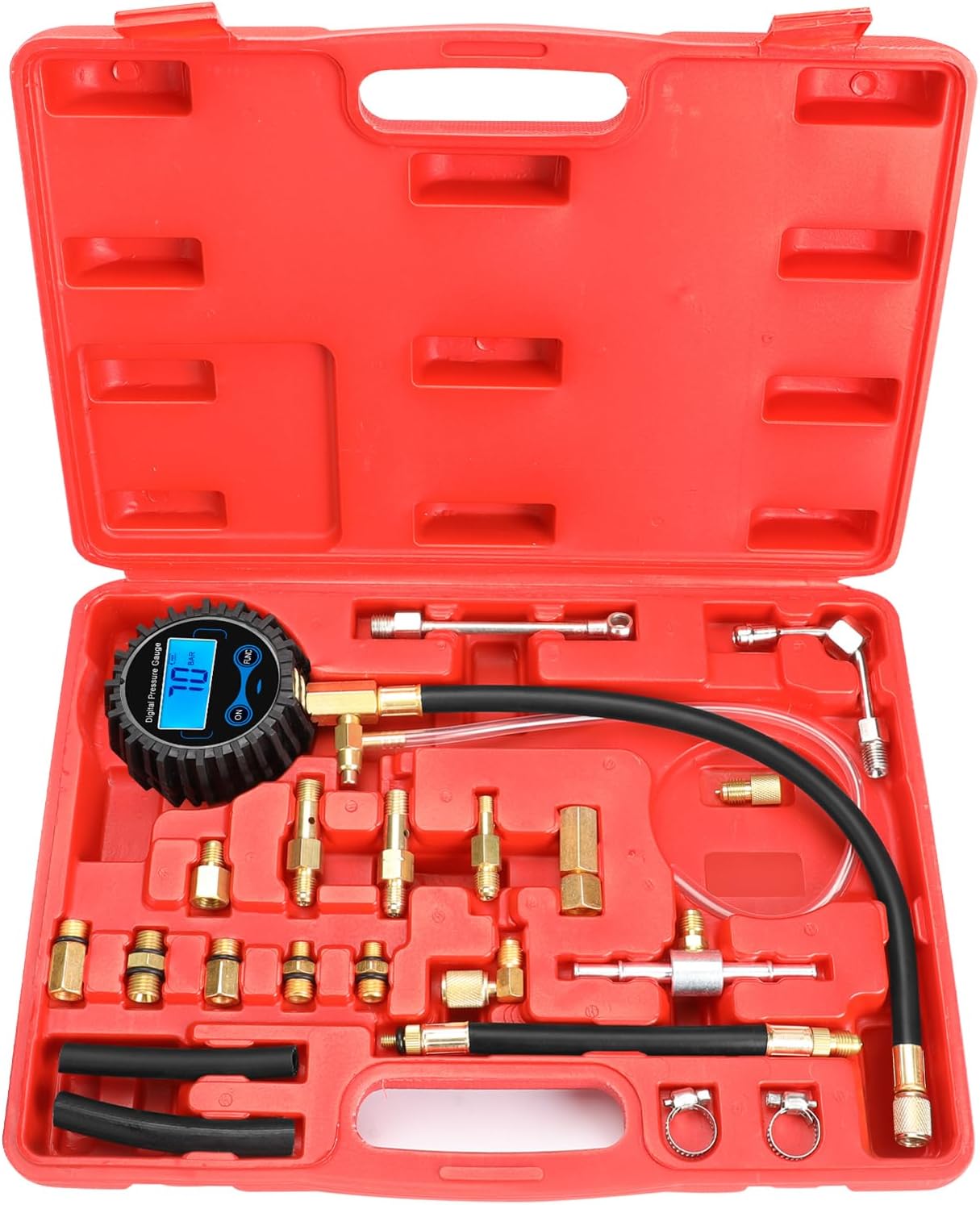 BETOOLL 0-140PSI Fuel Injector Injection Pump Pressure Tester Gauge Kit Car Tools (Master)