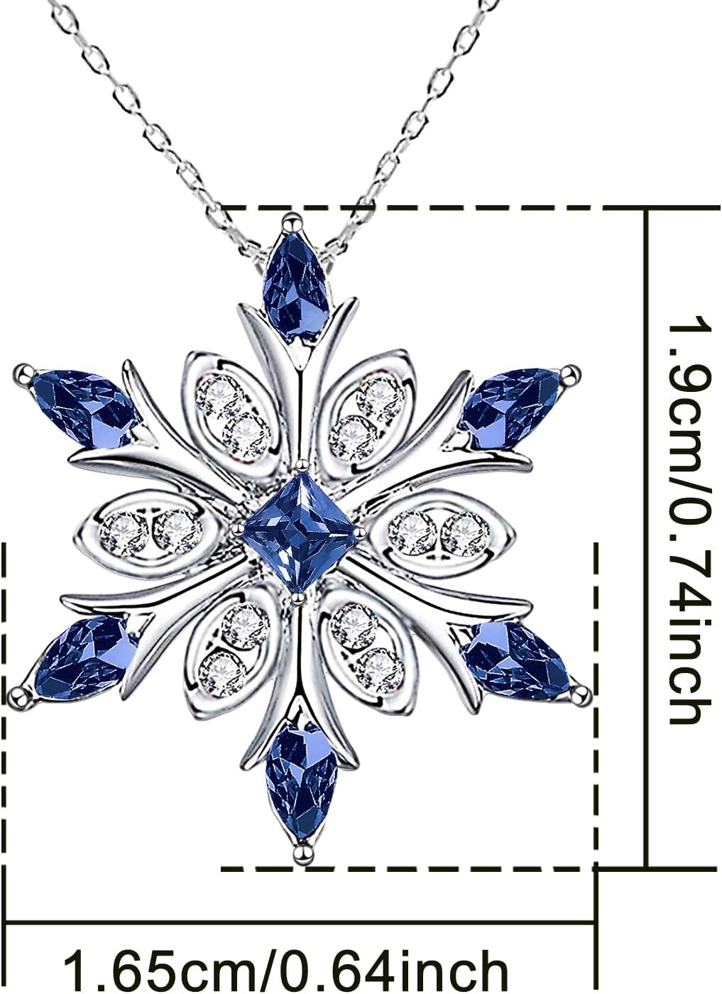 Women's 925 Sterling Silver Blue Crystals Snowflake Pendant Fashion Necklace Collarbone Chain - Image 4